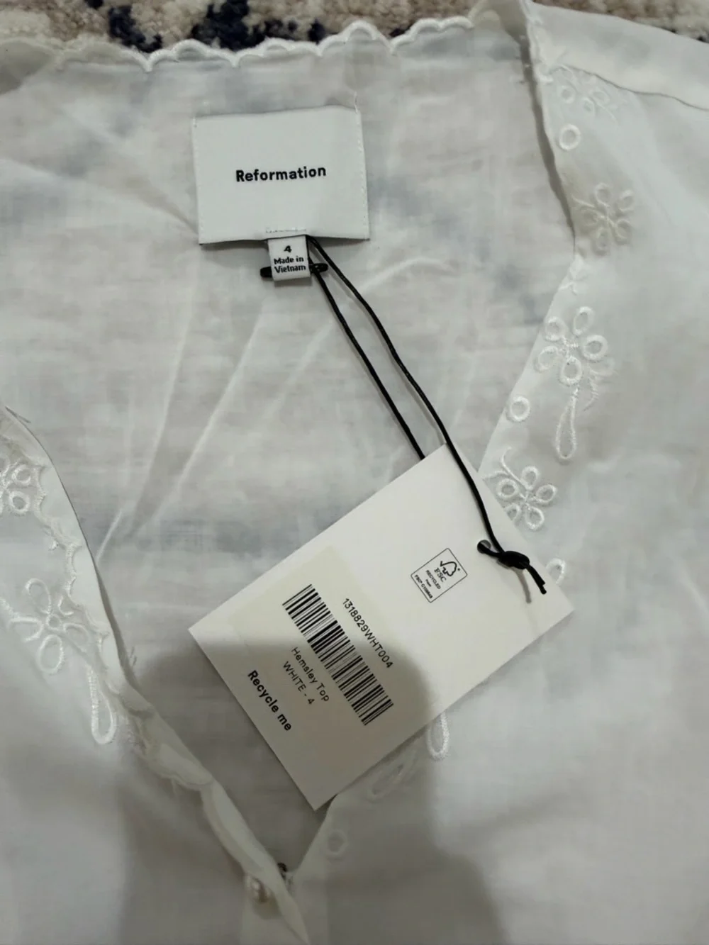 Reformation White Hemsley Top